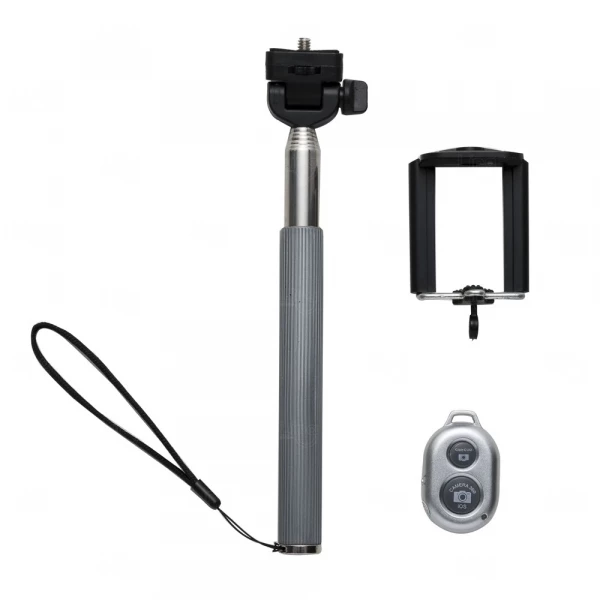 Bastão de Selfie Personalizado Bluetooth Cinza