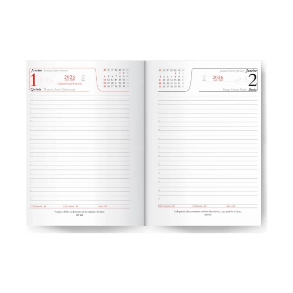 Agenda Diária 2026 Croco Preta Personalizada - 14,5x20cm 