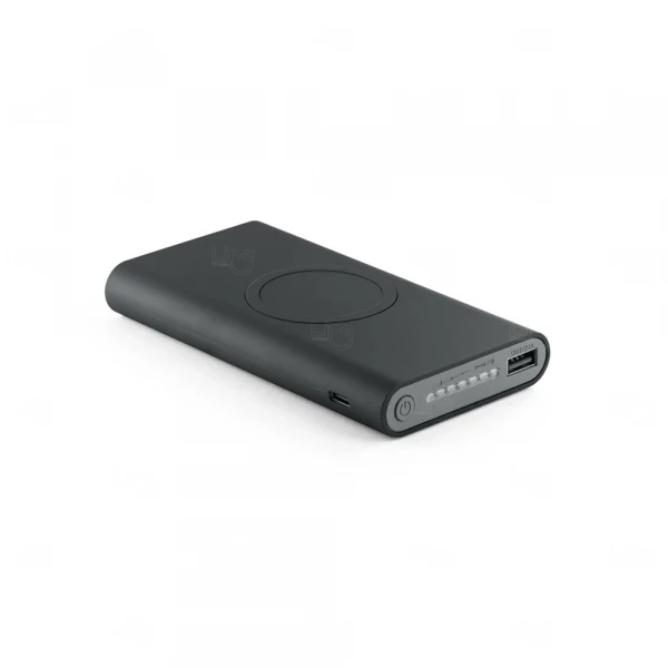 Bateria Portátil Personalizada Wireless - 10.000 mAh Preto