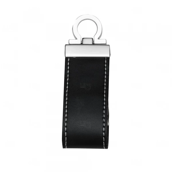 Pen Drive Personalizado Couro - 4GB Preto e Prata