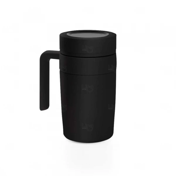 Caneca Térmica com Display LED Personalizada - 500ml Preto