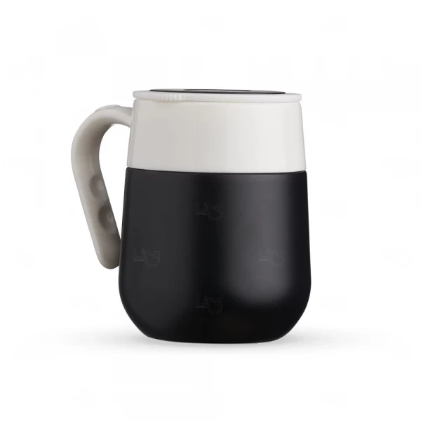 Caneca Térmica com Display LED Personalizada - 500ml Preto e Branco