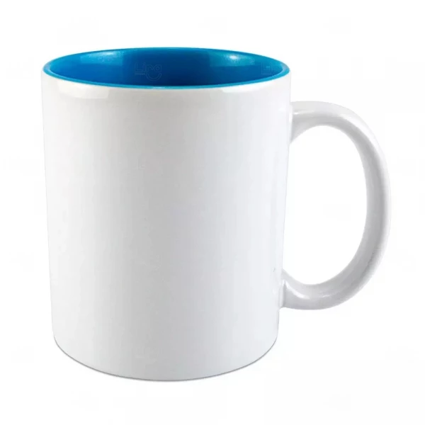 Caneca de Cerâmica com Interior Azul Personalizada - 325ml