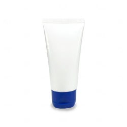 Bisnaga Personalizada Plástica Branco 60ML C/  tampa flip Azul