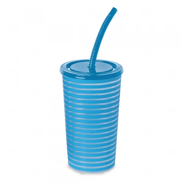 Copo  com Listras Personalizado - 600ml Azul