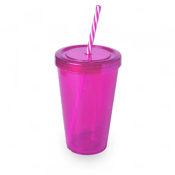 Copo Plástico 700ml com Tampa e Canudo Personalizado 