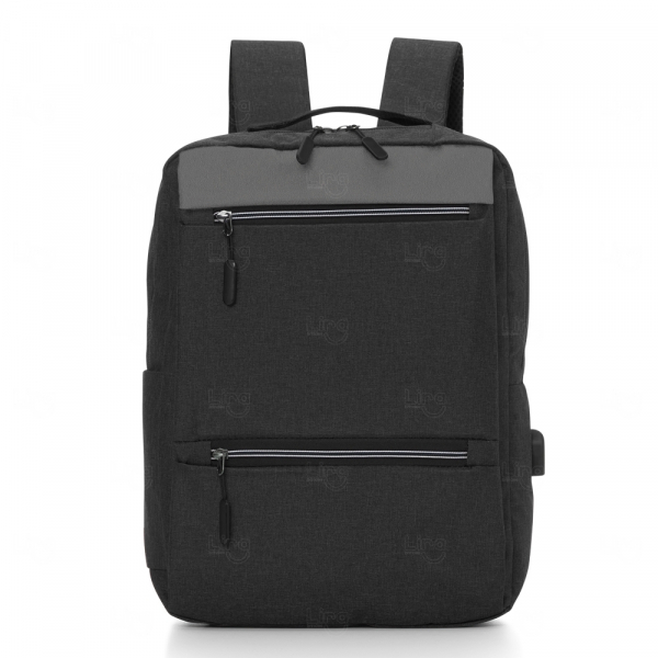 Mochila de Nylon USB Personalizado - 21L Preto