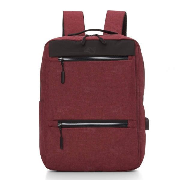 Mochila de Nylon USB Personalizado - 21L Vermelho