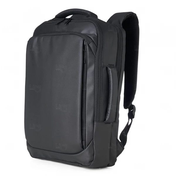 Mochila Personalizada Couro Sintético USB - 17L Preto