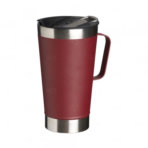 Caneca Térmica Personalizada Inox com Abridor - 500ml Vermelho