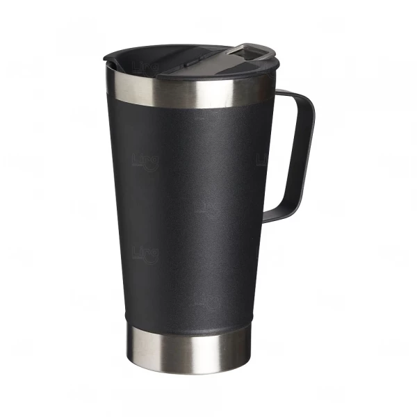 Caneca Térmica Personalizada Inox com Abridor - 500ml Preto