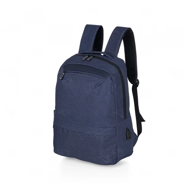 Mochila Nylon 21L com USB Externo Personalizada Azul