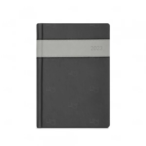 Agenda Personalizada 2023 em Couro Sintético - 14,8 x 21 cm Cinza