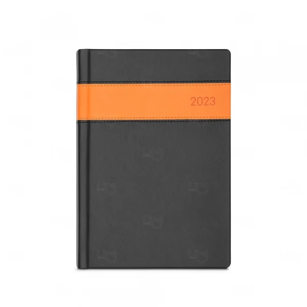 Agenda Personalizada 2023 em Couro Sintético - 14,8 x 21 cm Laranja