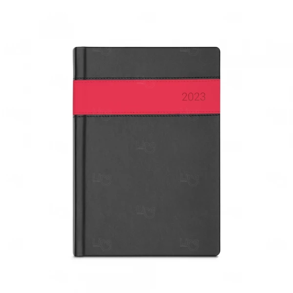 Agenda Personalizada 2023 em Couro Sintético - 14,8 x 21 cm Vermelho