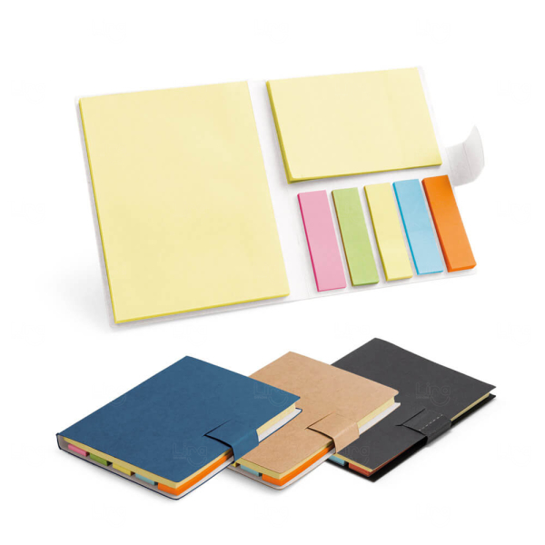 Conjunto de Blocos de Notas Adesivas com Capa Personalizado 