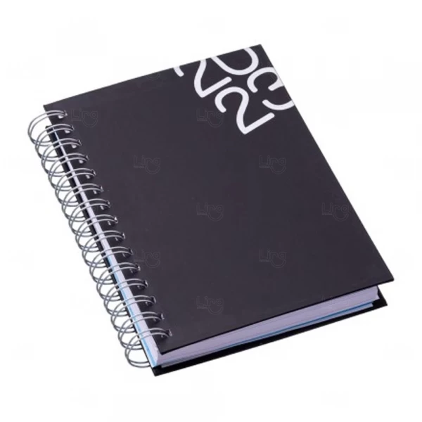 Agenda Personalizada Diária 2023 com Wire-o - 20 x 16 cm Preto