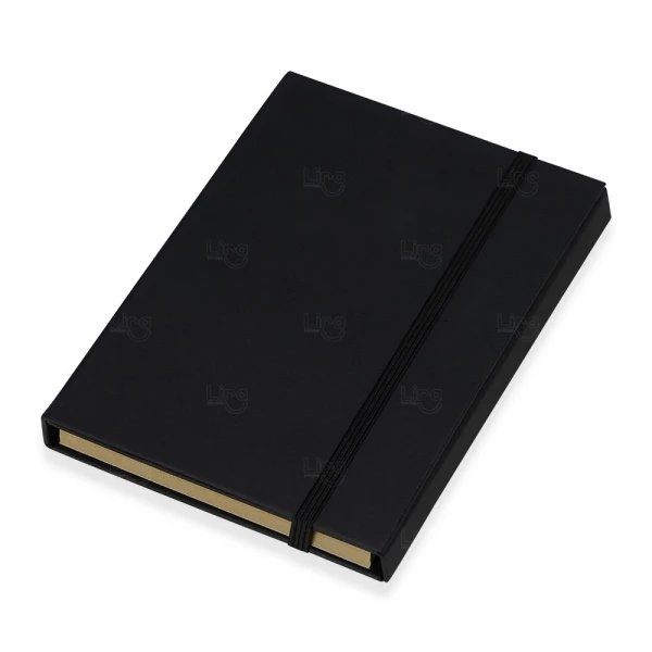 Moleskine c/ Caneta e Autoadesivos Personalizado - 15,9 x 11,4 cm Preto