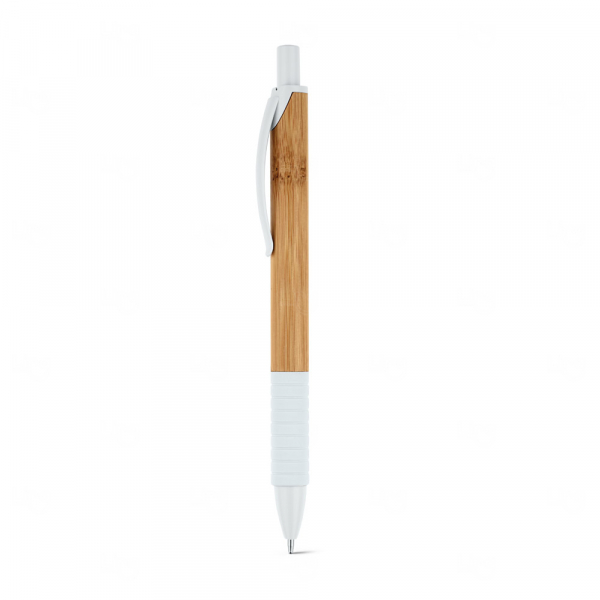 Caneta Esferográfica em Bambu Personalizada Branco