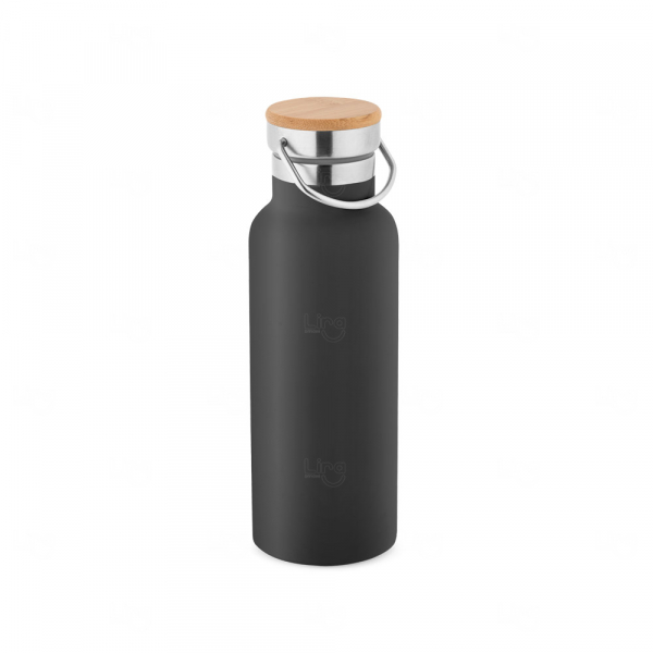 Garrafa Térmica Inox 570ml com Tampa Bambu Personalizada 