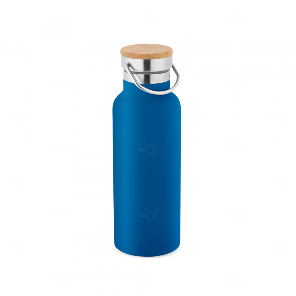 Garrafa Térmica Inox 570ml com Tampa Bambu Personalizada 