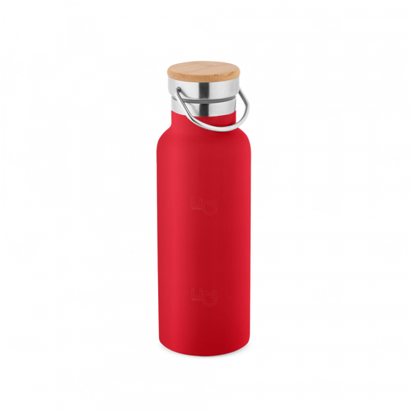 Garrafa Térmica Inox 570ml com Tampa Bambu Personalizada 