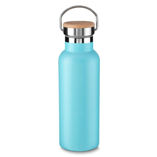 Garrafa Térmica Inox 570ml com Tampa Bambu Personalizada 
