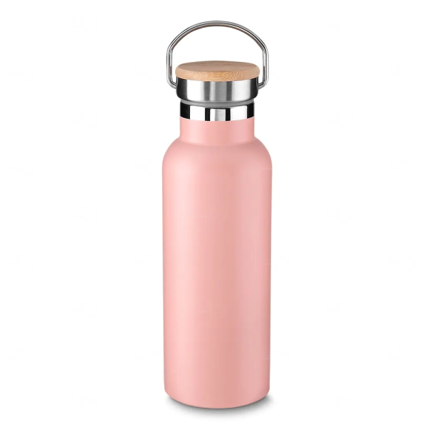 Garrafa Térmica Inox 570ml com Tampa Bambu Personalizada 