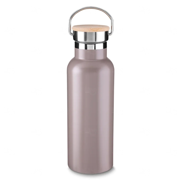 Garrafa Térmica Inox 570ml com Tampa Bambu Personalizada 