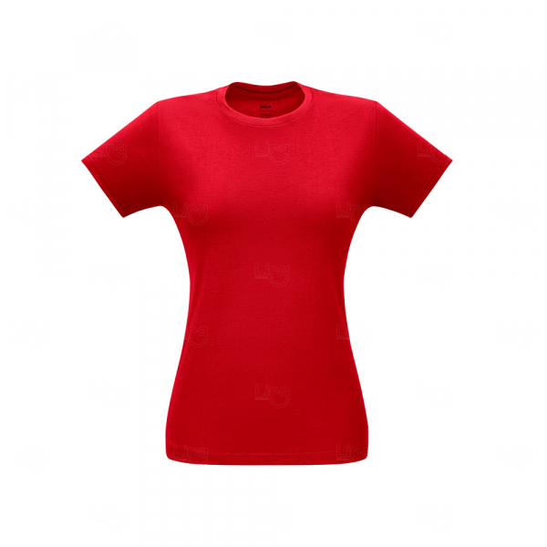 Camiseta Feminina 100% Algodão Fio Penteado Personalizada Vermelho