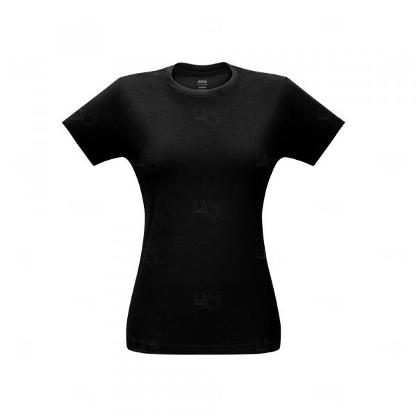 Camiseta Feminina 100% Algodão Fio Misto Personalizada Preto