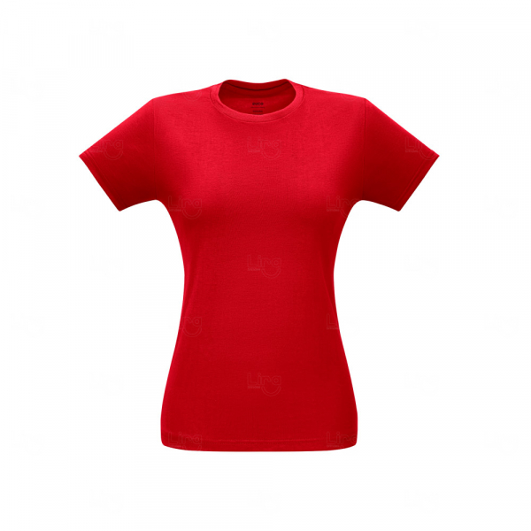 Camiseta Feminina 100% Algodão Fio Misto Personalizada Vermelho