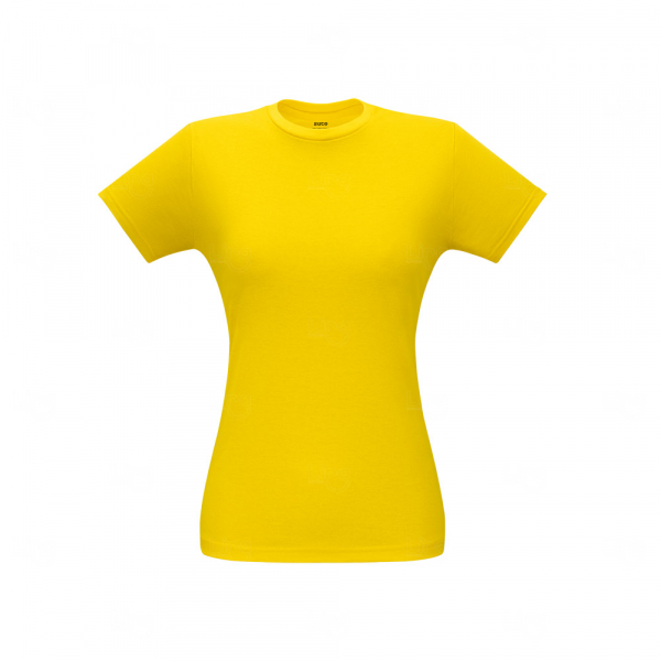 Camiseta Feminina 100% Algodão Fio Misto Personalizada Amarelo