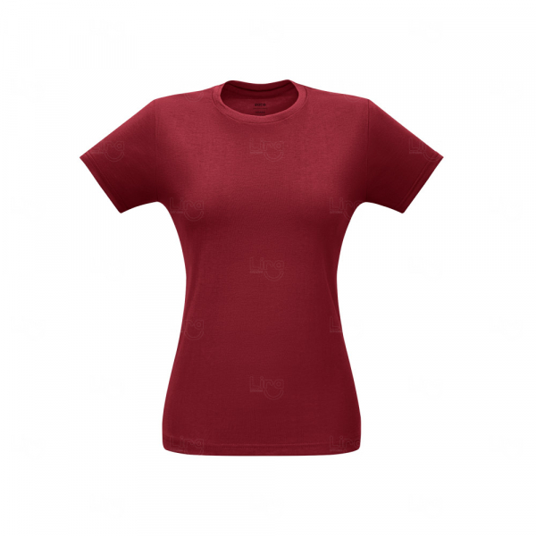 Camiseta Feminina 100% Algodão Fio Misto Personalizada Vinho