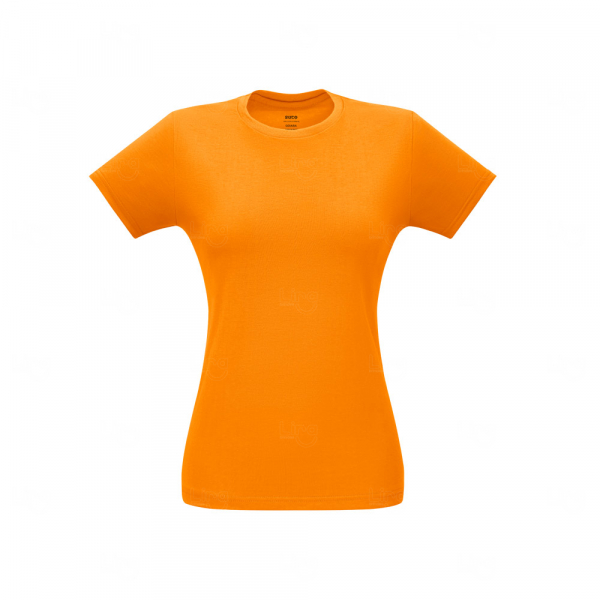Camiseta Feminina 100% Algodão Fio Misto Personalizada Laranja