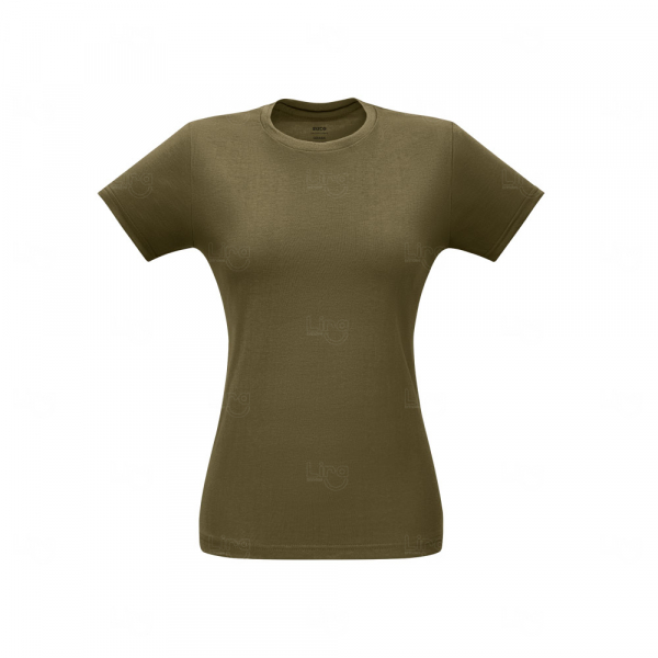 Camiseta Feminina 100% Algodão Fio Misto Personalizada Verde Escuro