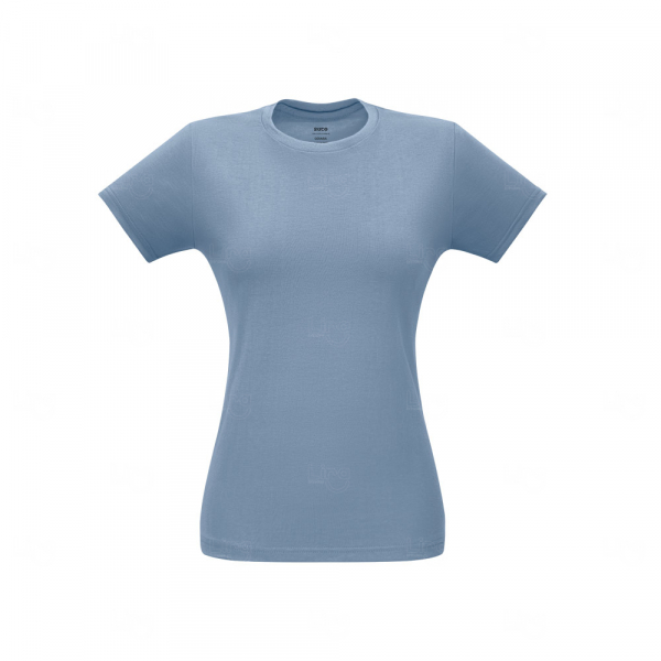 Camiseta Feminina 100% Algodão Fio Misto Personalizada Cinza Claro