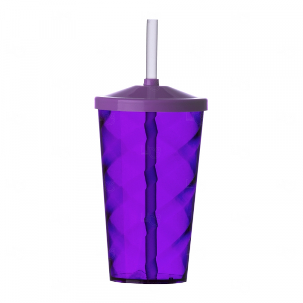 Copo com Canudo Personalizado - 500ml Roxo