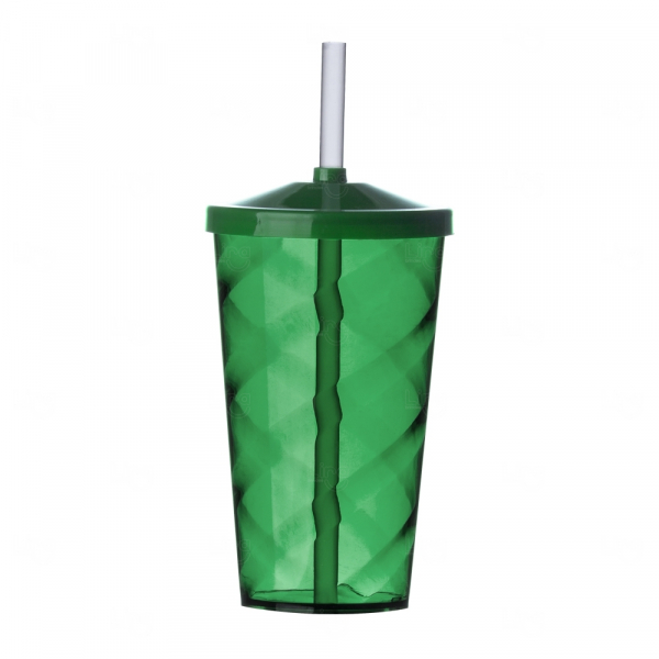 Copo com Canudo Personalizado - 500ml Verde