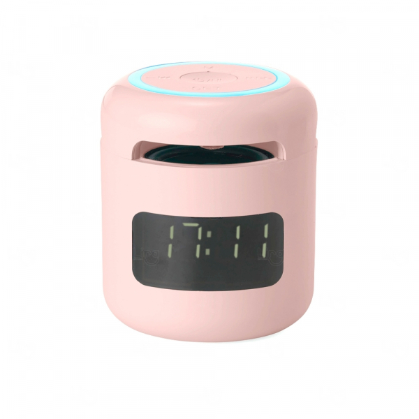 Caixa de Som Personalizada com Relógio Rosa