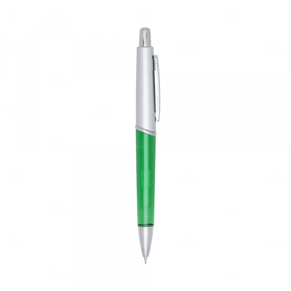 Lapiseira Plástica Personalizada Prata e Verde