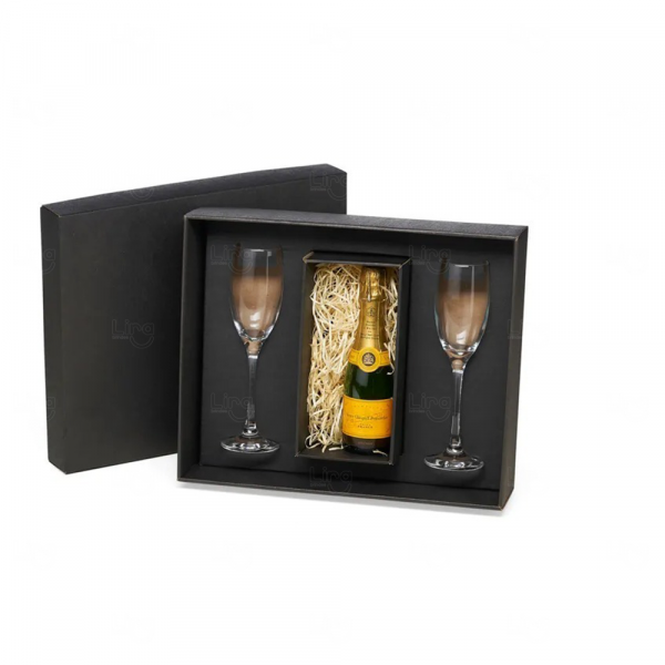 Kit de Taças de Vidro para Champagne Personalizado Preto