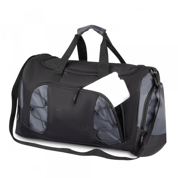 Bolsa Esportiva Personalizada - 40L Cinza e Preto