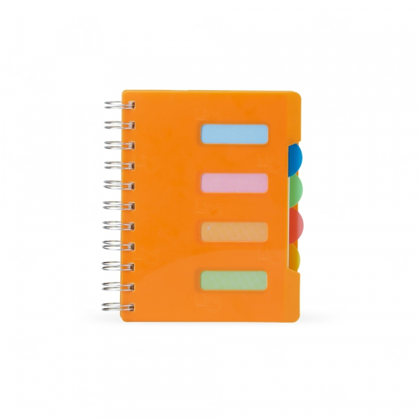 Caderno Personalizado Pequeno com Divisórias - 14,5 x 12,3 cm Laranja