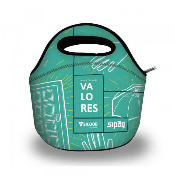 Lancheira em Neoprene Personalizada Verde Água