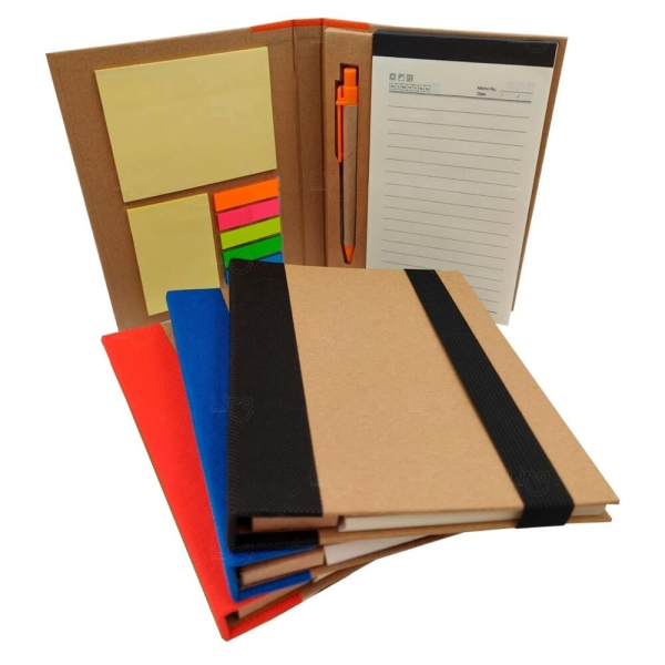 Bloco de Notas Ecológico Post-it e Caneta Personalizado - 18x14cm 