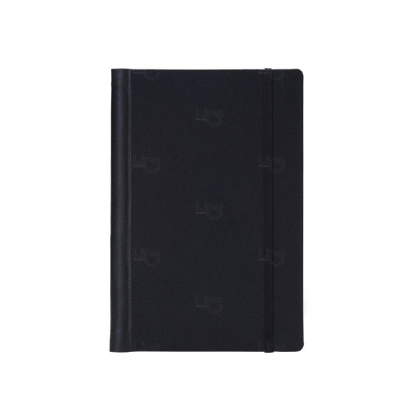 Caderneta Personalizada Emborrachada com Wire-o - 21 x 14,4 cm Preto