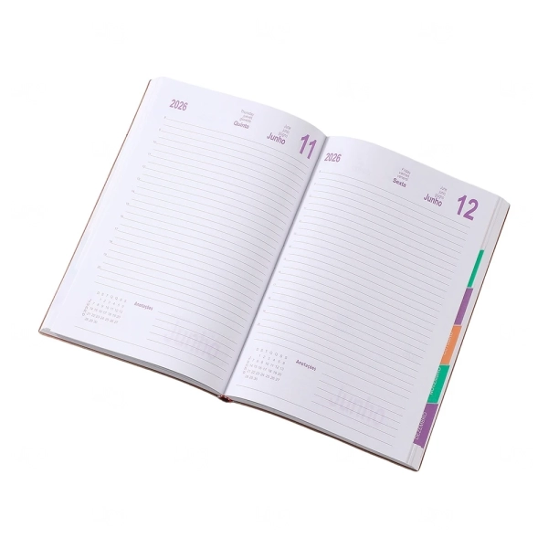 Agenda 2026 em Couro Sintético Personalizada -14,5 x 20,9 cm 