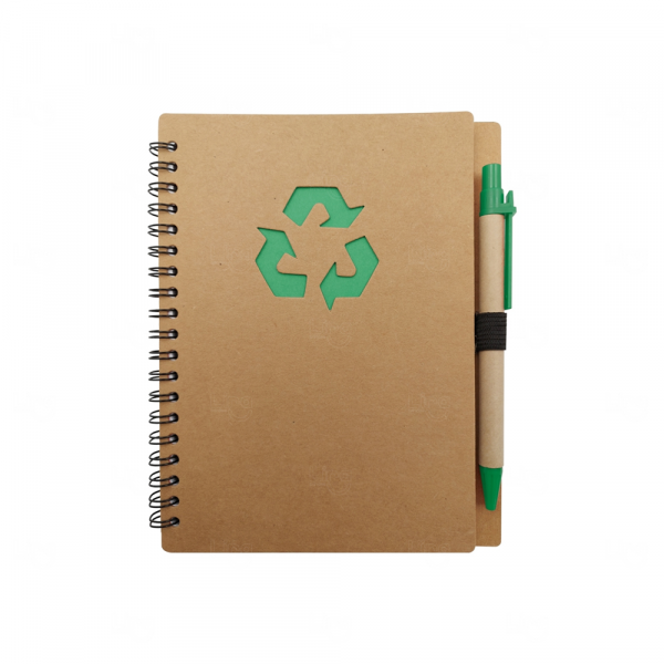 Caderno Personalizado Ecologico com Caneta - 18 x 14,5 cm Verde