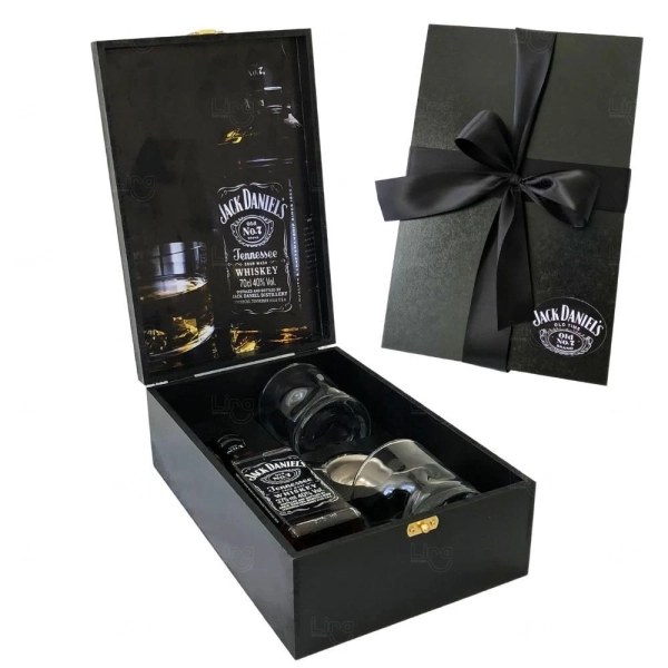 Kit Whisky Jack Daniel’s Old N7 com Copos e Dosador Personalizado